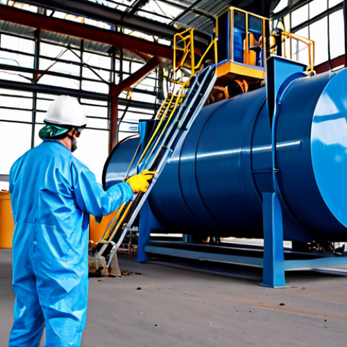 Home 26 Pyrolysis Plant in Industrial Zone**
"A modern pyrolysis plant efficiently converting plastic waste into fuel oil in a clean, industrial zone near Moscow, Russia; fully clothed workers in safety gear monitor the process; clear blue sky, advanced technology, realistic rendering, professional photography, safe for work, appropriate content, fully clothed, professional, perfect anatomy, correct proportions, natural pose."
**