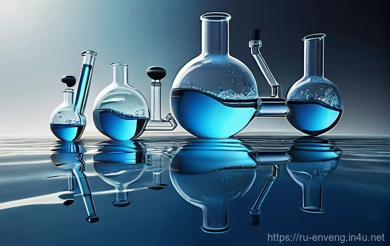 화학적 폐수 처리 기술 - **Coagulation and Flocculation: The Unveiling of Clarity**
A dynamic, high-angle shot illustrati... 화학적 폐수 처리 기술 - **Coagulation and Flocculation: The Unveiling of Clarity**
A dynamic, high-angle shot illustrati...