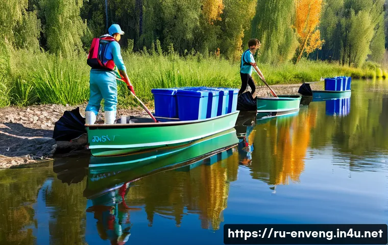 환경공학의 미래 - **"Clean Waters, Brighter Future: Volunteer and Tech Harmony"**
A vibrant, hopeful image of a gr...