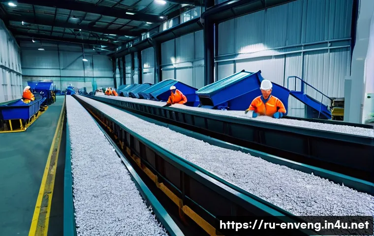 자원 회수 기술 - A modern recycling facility in Russia with advanced mechanical sorting lines processing plastic, met...